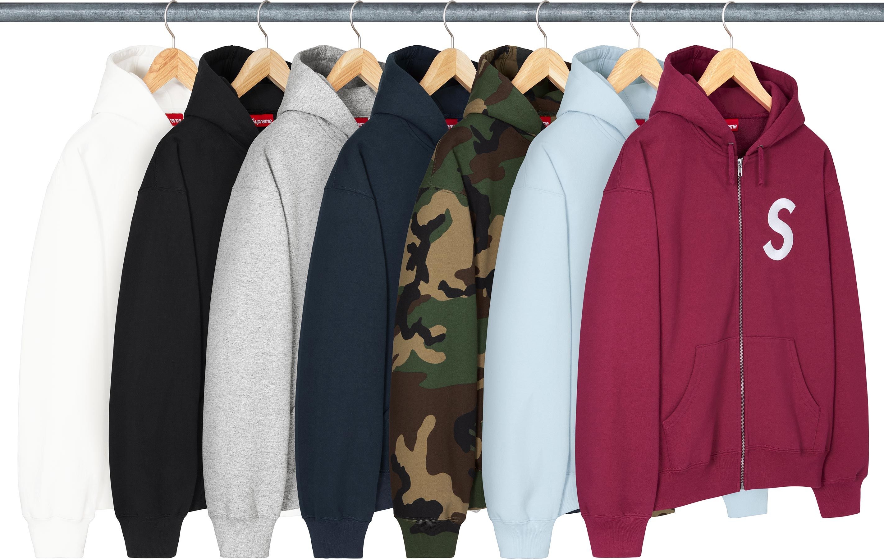 S Logo Zip Up Hooded Sweatshirt